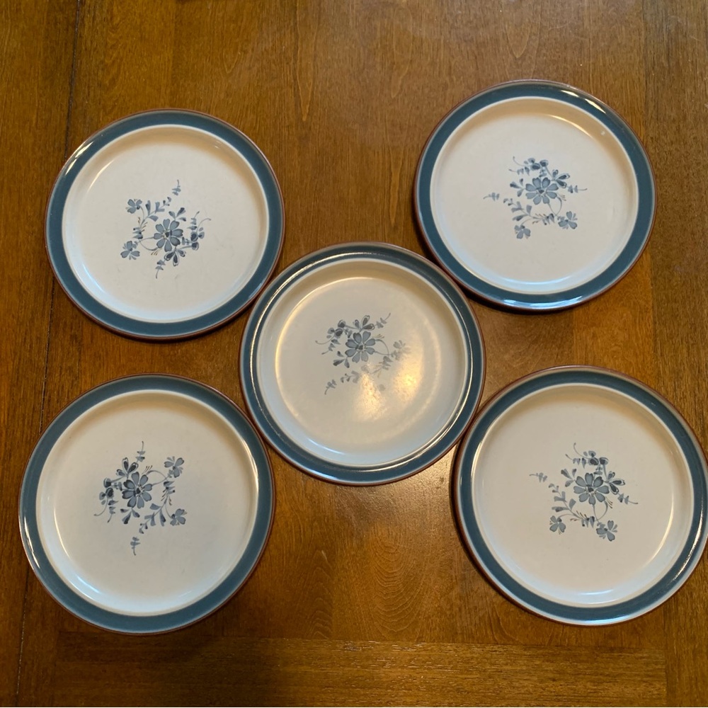 Noritake Vtg Blue Floral Plate Set 8.25”